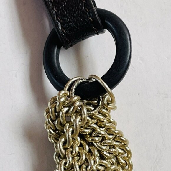 Fossil Silver Tone Necklace Braided Chunky Chain Leather Cord Closure Boho - Picture 6 of 8